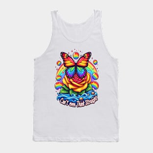 Vibrant Butterfly Perched on Colorful Folds With Inspirational Pride Message Tank Top